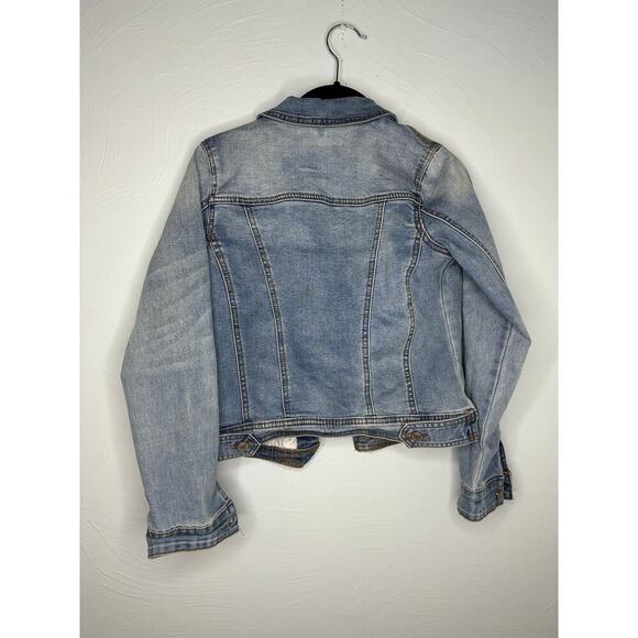 veveL Jean Jacket Women's Size Small Blue Denim Medium Wash Cropped - Picture 2 of 5